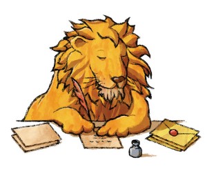 The Lion's Share lion writing