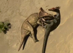 Velociraptor fighting protoceritops